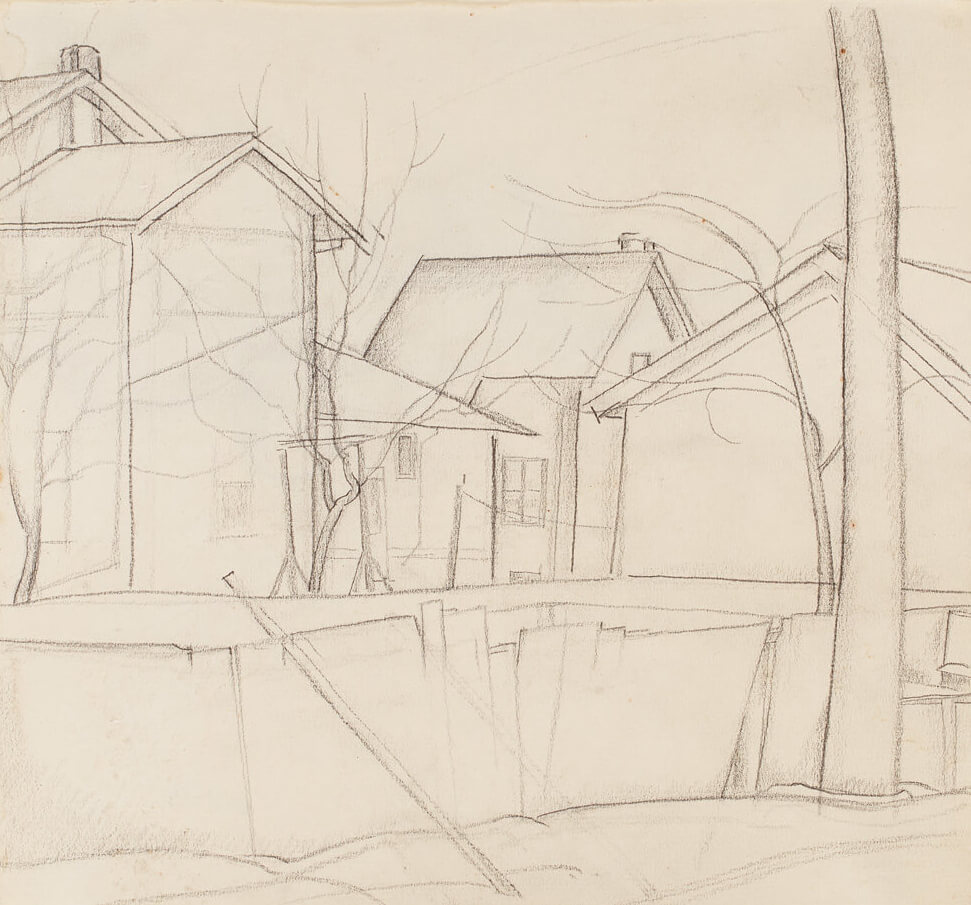 Art Canada Institute, Lionel LeMoine FitzGerald, Study for “Pritchard’s Fence,” c. 1928