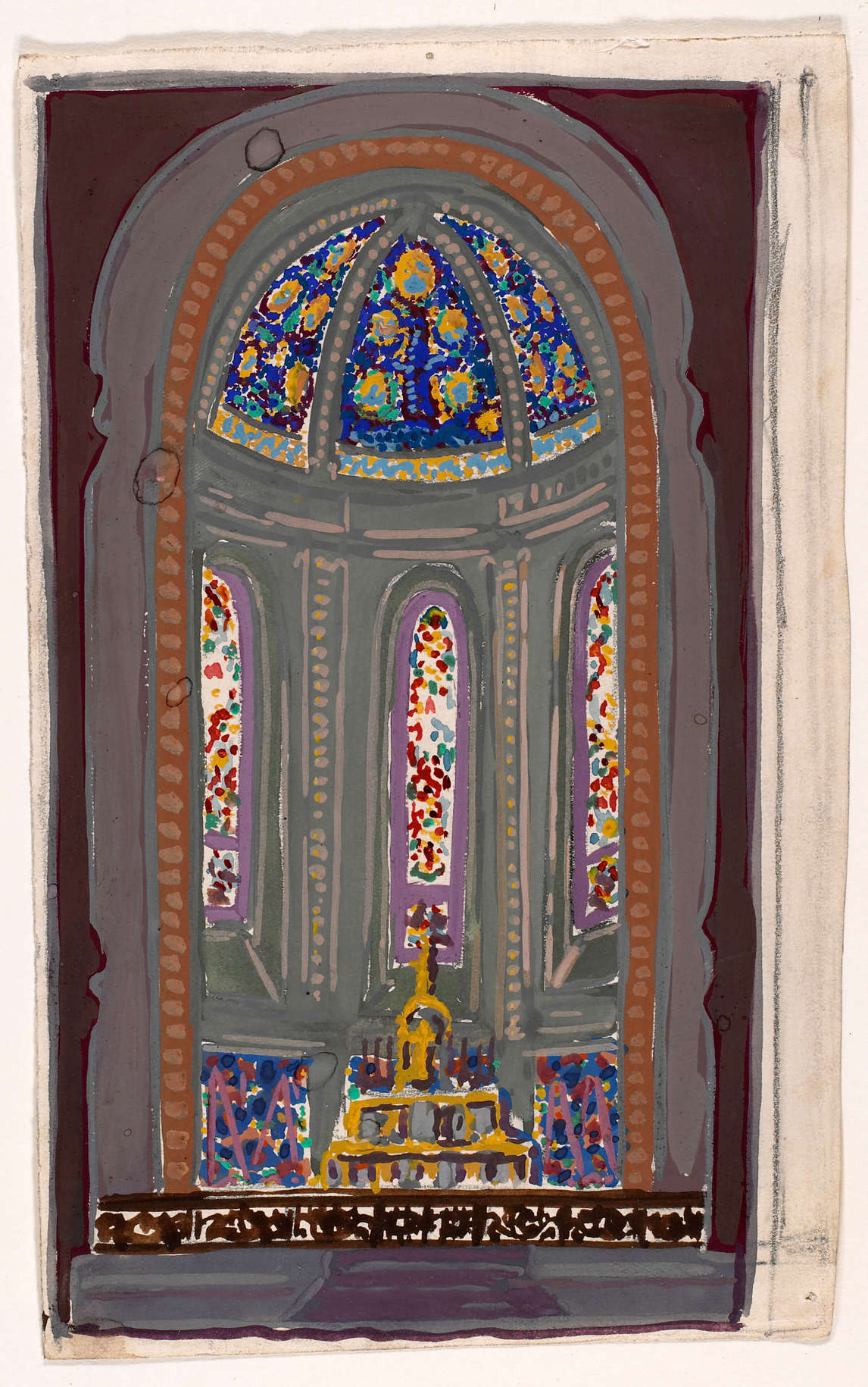 Art Canada Institute, Paul-Émile Borduas, Decorative Project for the Chapel of a Château, No. 1: Study for Choir Elevation, 1927