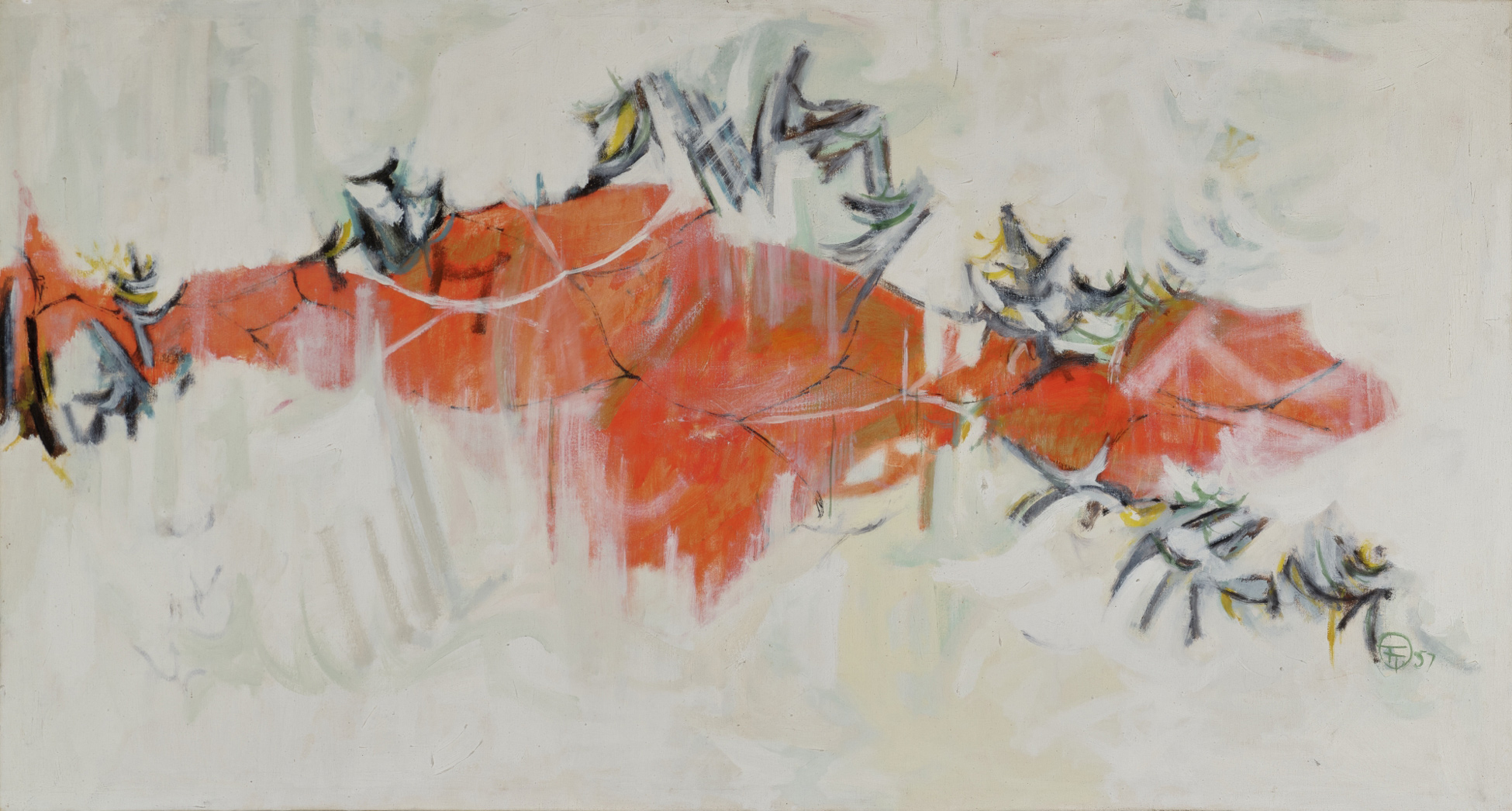 Takao Tanabe, Interior Arrangement with Red Hills, 1957