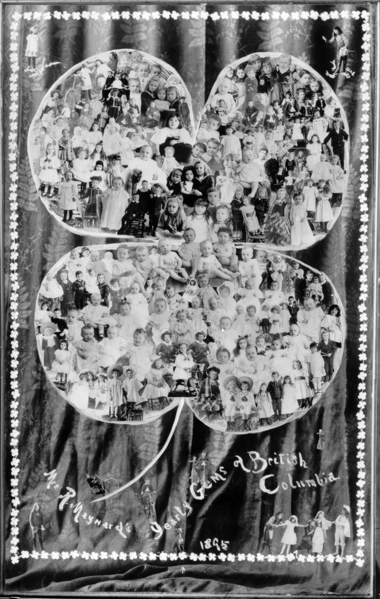 A black and white collage of babies.